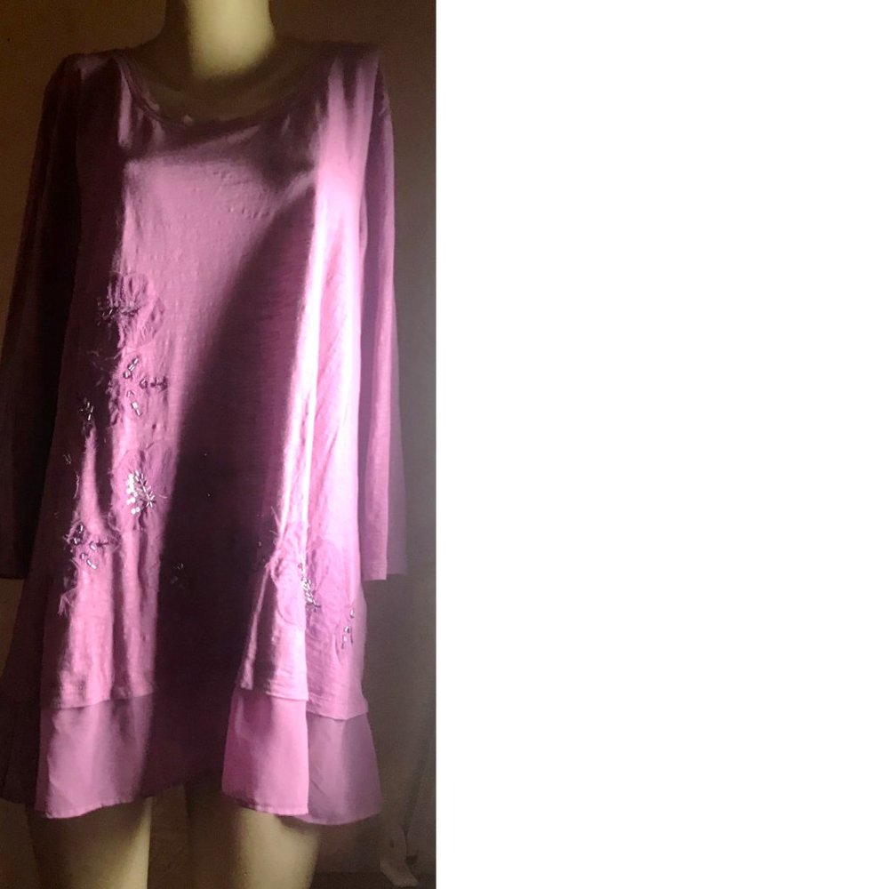 LOGO Lori Goldstein NWOT Lavender Knit Long Tunic - Picture 2 of 6